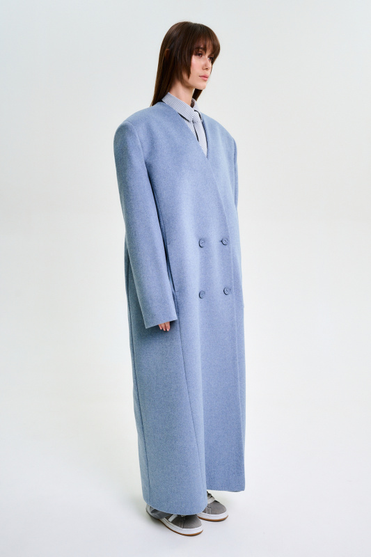 Пальто без лацканов LIGHT BLUE Пальто без лацканов LIGHT BLUE